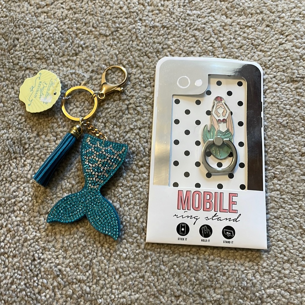 Mermaid mobile phone stand and mermaid tail keychain
